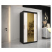 Šatní skříň Abi Golden T1 Barva korpusu: Bílá, Rozměry: 150 cm, Dveře: Černý Marmur + zlaté zrca