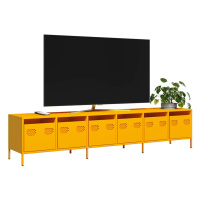 vidaXL TV skříňka žlutá 202 x 39 x 43,5 cm ocel válcovaná za studena