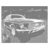 Tečkování - MODRÉ AUTO FORD MUSTANG Rozměr: 40x50 cm, Rámování: vypnuté plátno na rám