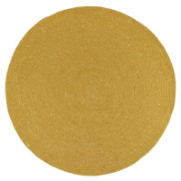 Hořčicově žlutý ručně vyrobený koberec ze směsi vlny a bavlny Nattiot Neethu, ø 140 cm