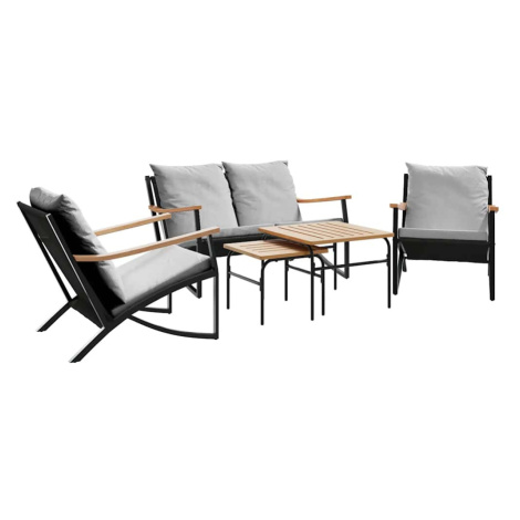 vidaXL 5dílná sada balkonového nábytku s poduškami černá ocel