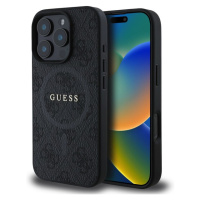 Guess PU Leather 4G Colored Ring MagSafe kryt iPhone 16 Pro Max černý