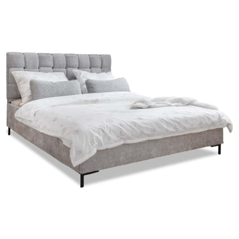 Světle šedá čalouněná dvoulůžková postel s roštem 180x200 cm Eve – Miuform
