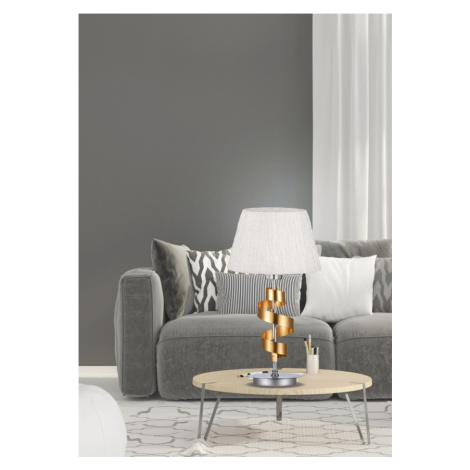 Stolní lampa chrom/zlaté kancelářské bílé stínidlo Denis CANDELLUX