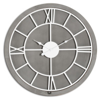 Estila Moderní jedinečné kulaté nástěnné hodiny Stormhill s římskými číslicemi stříbrné barvy 60