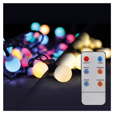 LED 2 v 1 venkovní vánoční řetěz, koule, 200 LED, RGB+bílá, 20 m, 8 funkcí, IP44 SOLIGHT