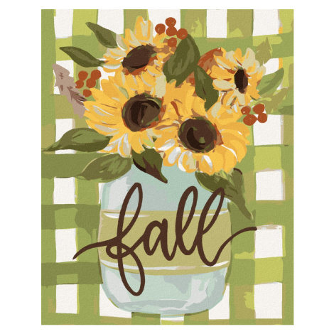 Malování podle čísel - PODZIMNÍ SLUNEČNICE GINGHAM (HALEY BUSH) Rozměr: 40x50 cm, Rámování: bez 