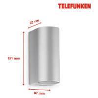 Telefunken Telefunken Carpi LED venkovní nástěnné, stříbrná