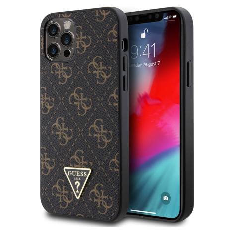 Guess PU Leather 4G Triangle Metal Logo kryt iPhone 12/12 Pro černý