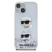 Karl Lagerfeld Liquid Glitter Karl and Choupette Head kryt iPhone 15 stříbrný