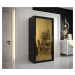 Šatní skříň Abi Golden T3 Barva korpusu: Černá, Rozměry: 150 cm, Dveře: Bílý Marmur + zlaté zrca