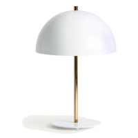 Estila Moderní art deco stolní lampa Ragazzia z kovu zlaté barvy s bílým polobloukovitým stínítk