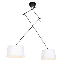 Závěsná lampa s lněnými odstíny bílé 35 cm - Blitz II černá