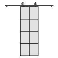 vidaXL Posuvné dveře s kováním 76x205 cm ESG sklo a hliník