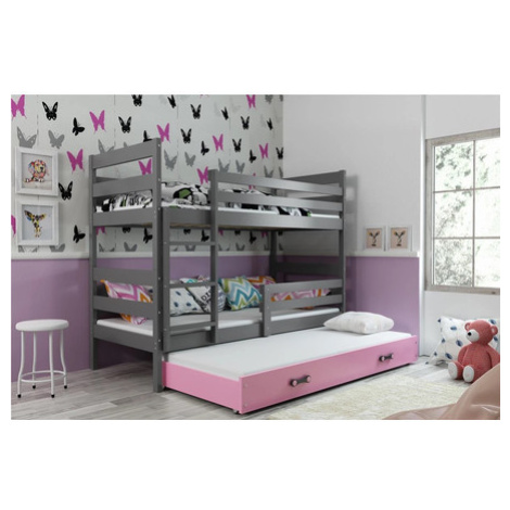 Dětská patrová postel ERYK s výsuvným lůžkem 90x200 cm - grafit BMS
