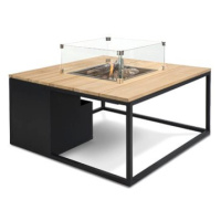 COSI Stůl s plynovým ohništěm - Cosiloft 100 černý rám/dřevěná deska