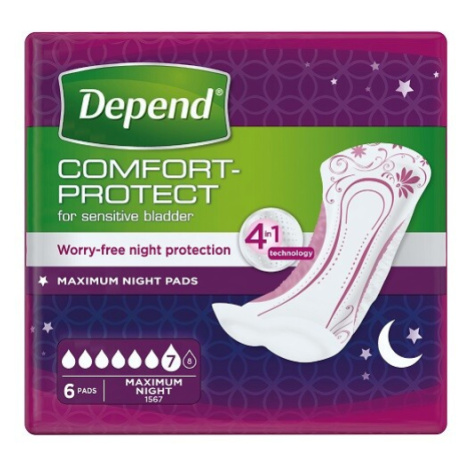 Depend Pads Maximum Night inkontinenční vložky ženy 6 ks Kimberly-Clark