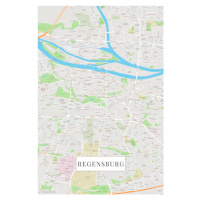 Mapa Regensburg color, (26.7 x 40 cm)