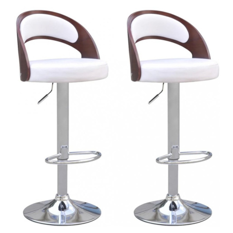Barové židle 2 ks umělá kůže / dřevo / kov Dekorhome Bílá