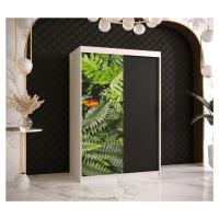 Šatní skříň Abi Paproc Barva korpusu: Bílá, Rozměry: 120 cm, Dveře: Paproc - kapradina + černá