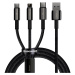 Kabel USB 3 v 1 Baseus Tungsten Gold, USB na micro USB / USB-C / Lightning, 3,5 A, 1,5 m (černý)