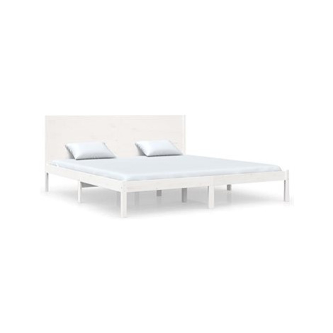 Rám postele bílý masivní dřevo 180 × 200 cm Super King, 3104169 SHUMEE