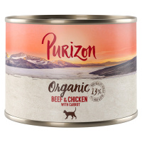 Purizon Adult - bezobilné 12 x 200 / 400 g - 10 + 2 zdarma - Organic hovězí a kuřecí s mrkví (12