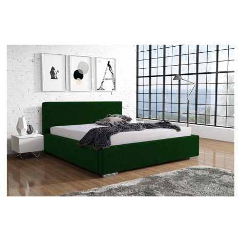 Eka Čalouněná postel Shadow - Kronos 90x200 cm Barva látky: Tmavě zelená (14), Úložný prostor: S