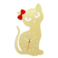ModernClock Nástěnné hodiny Cat zlaté