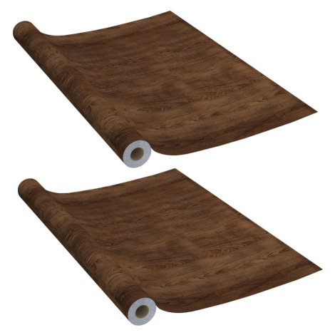 vidaXL Samolepící tapety na dveře 2 ks tmavý dub 210 x 90 cm PVC