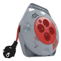 EMOS Prodlužovací kabel Daos na bubnu s pohyblivým středem se 4 zásuvkami 1,0 mm² 10 m červený