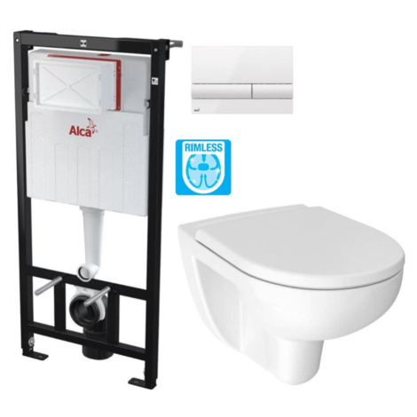 ALCADRAIN Sádromodul předstěnový instalační systém s bílým tlačítkem M1710 + WC JIKA LYRA PLUS R