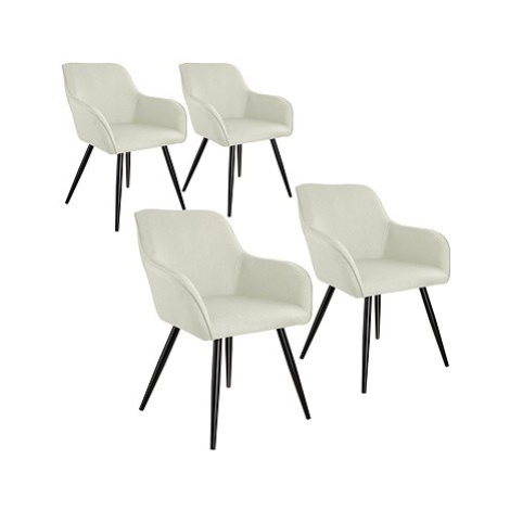 4× Židle Marilyn lněný vzhled, krémová/černá tectake