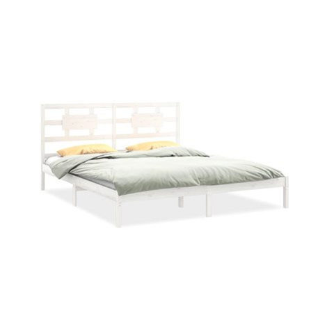 Rám postele bílý masivní dřevo 160 × 200 cm, 3105676 SHUMEE