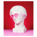 Fotografie Head sculpture with pink eyeglasses, lambada, 35 × 40 cm