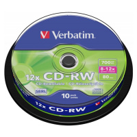 VERBATIM CD-RW(10 ks)Spindle/8x-12x/High Speed/DLP/700MB