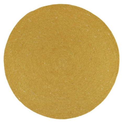 Hořčicově žlutý ručně vyrobený koberec ze směsi vlny a bavlny Nattiot Neethu, ø 110 cm