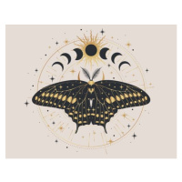 Ilustrace Mystic gold moth isolated vector illustration., Lyubov Ovsyannikova, (40 x 30 cm)