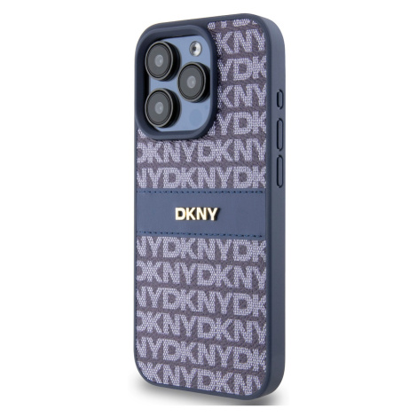 Zadní kryt DKNY PU Leather Repeat Pattern Tonal Stripe pro Apple iPhone 15 Pro Max, modrá