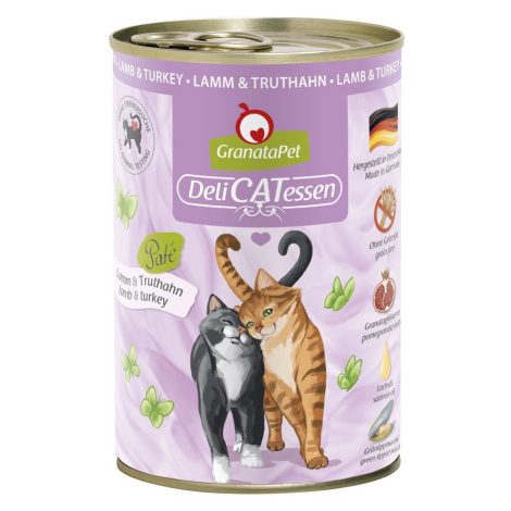 GranataPet pro kočky – Delicatessen konzerva jehněčí maso a krocan 6× 400 g
