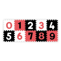 BabyOno Pěnové puzzle, podložka - Čísla, 10ks, černá/červená/bílá, BabyOno