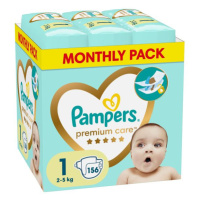 PAMPERS Plenky jednorázové Premium Care vel. L 1, 156 ks, 2kg-5kg