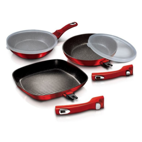 BERLINGERHAUS Sada pánví s odnímatelnou rukojetí 5 ks Burgundy Metallic Line steak BH-6796 Berlinger Haus