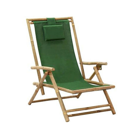 Polohovací relaxační křeslo zelené bambus a textil SHUMEE