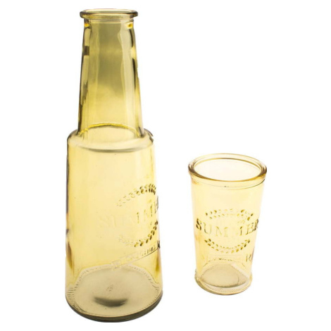Žlutá skleněná karafa se sklenicí, 800 ml Dakls