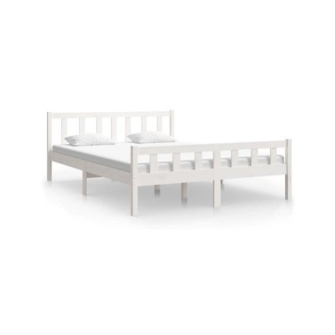 Rám postele bílý masivní dřevo 140 × 200 cm, 810680 SHUMEE