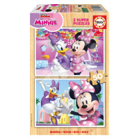 Dřevěné puzzle Minnie Educa 2 x 50 dílků