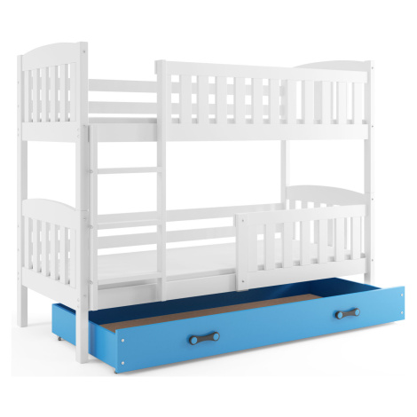 BMS Dětská patrová postel KUBUŠ | bílá Barva: bílá / modrá, Rozměr: 200 x 90 cm