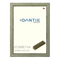 DANTIK rámeček 21 × 29,7, AKVAREL zelený sklo čiré