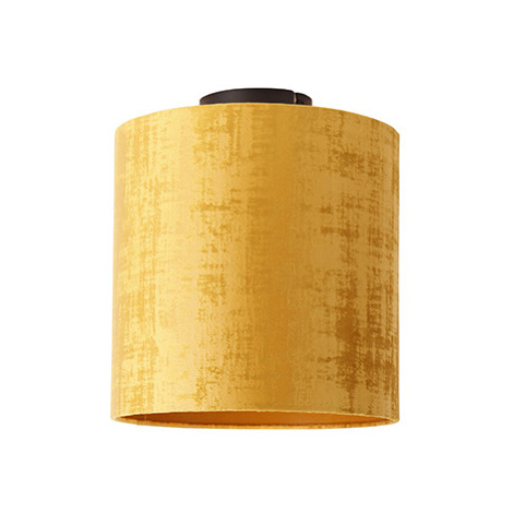 Stropní lampa matně černý sametový odstín zlatá 25 cm - Combi QAZQA